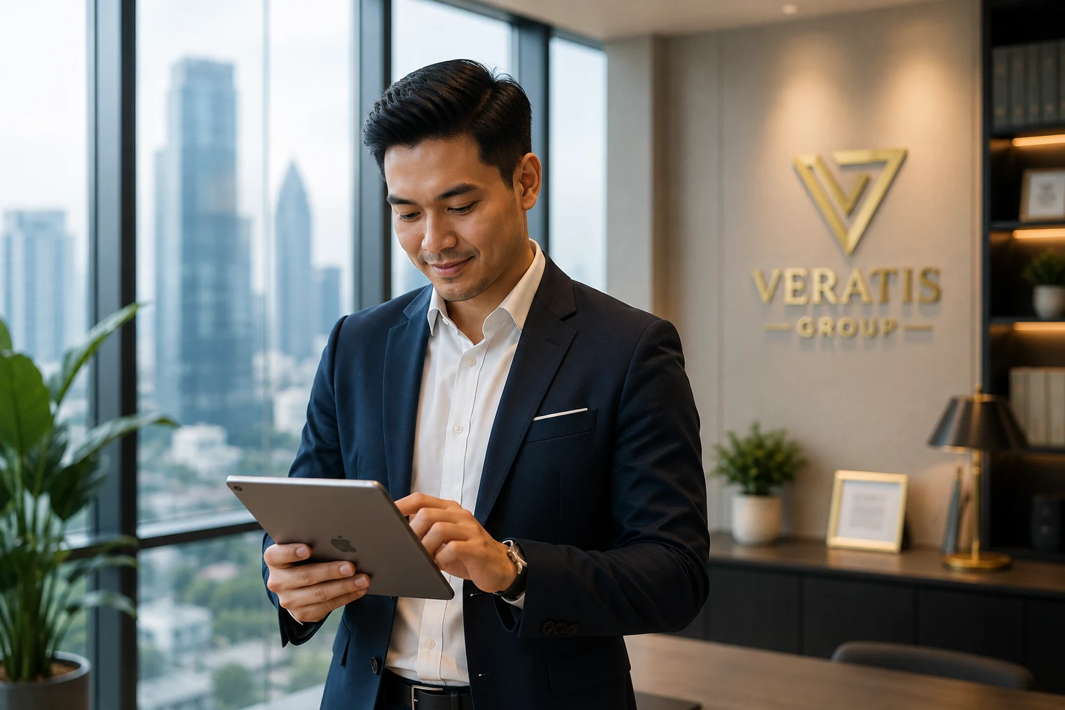 Modern Veratis advisor using a tablet