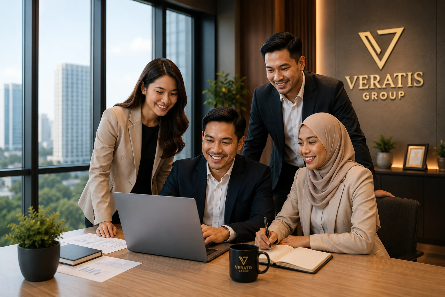 Veratis professional team collaborating in a modern office